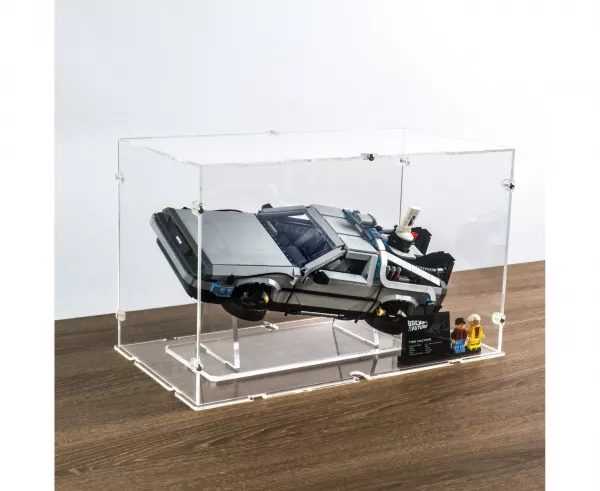 10300 DeLorean die Zeitmaschine aus Zurück in die Zukunft - Acryl Vitrine (mittel) & Ständer